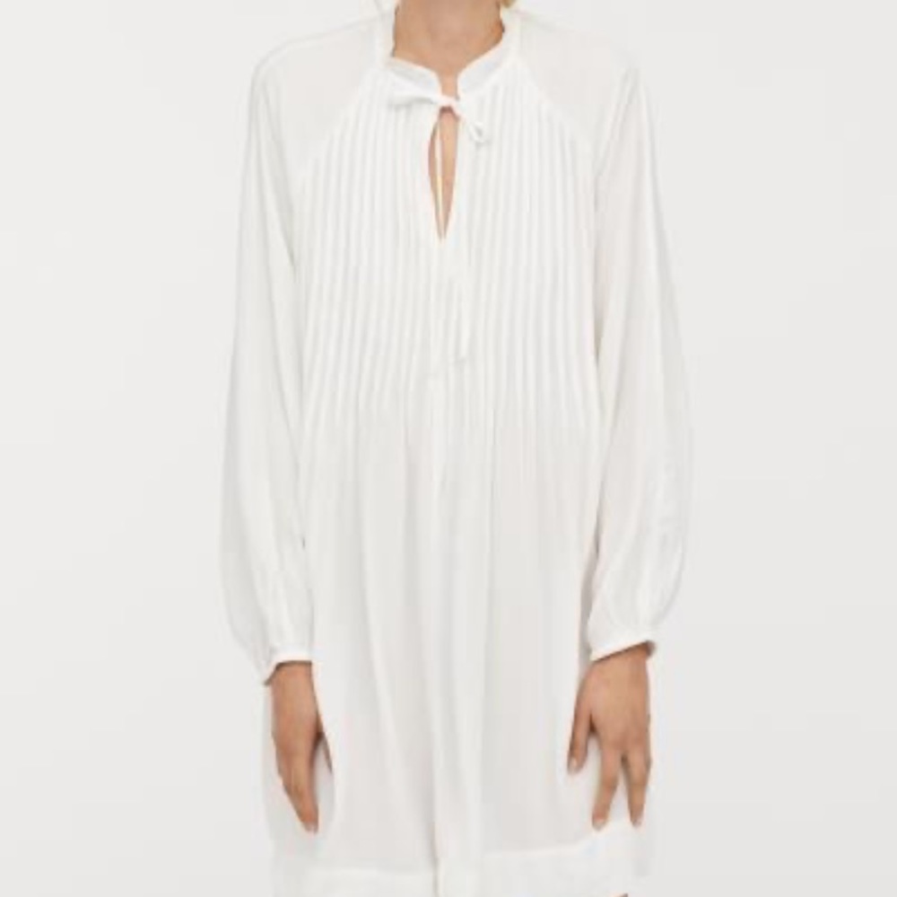 H&M viscose pleated dress with pintucks (EUC) (2)